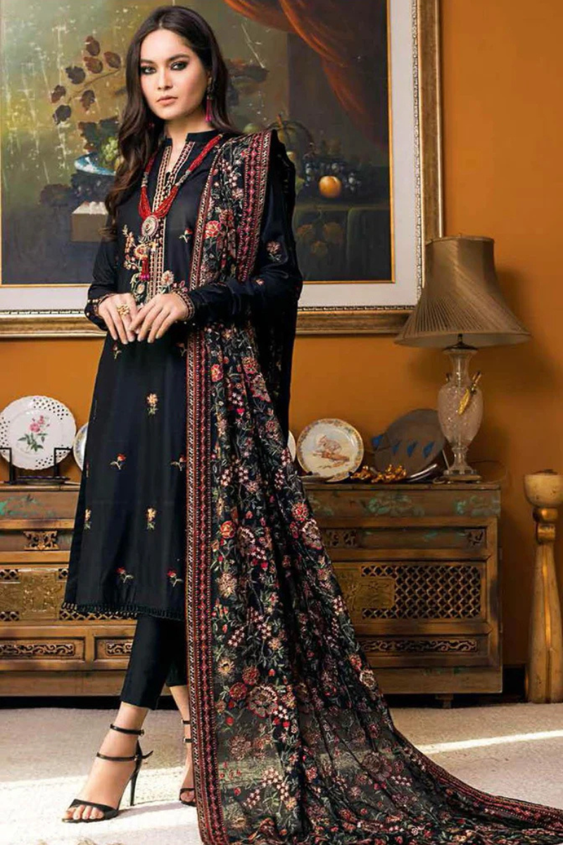 FJBk20088 Winter 3 Piece Dhanak Fully Embroidered Unstitched