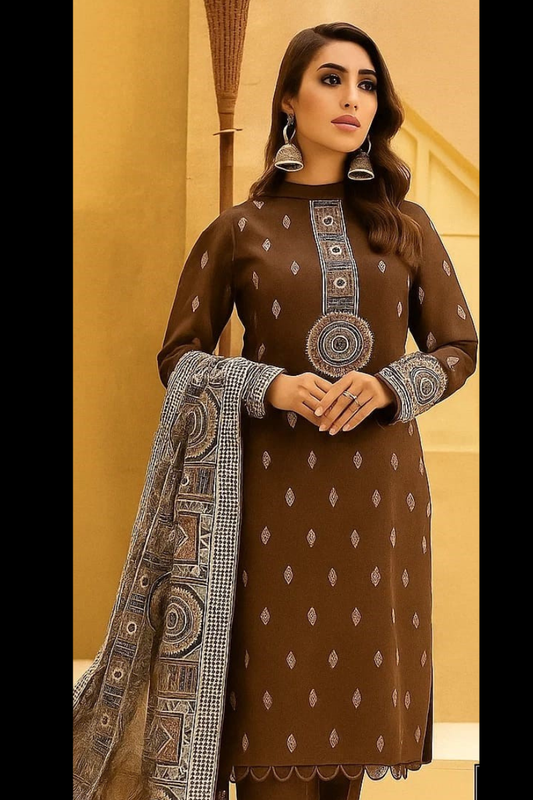 FJBR2027 Winter 3  Piece Dhanak Fully Embroidered Unstitched