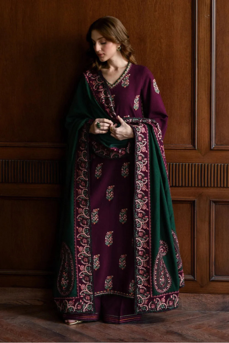 FJR2008 Winter Dhanak 3Piece fully  Embroidered