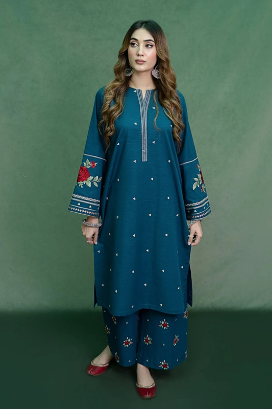 FJBL2054 winter 2 Piece Dhanak Fully Embroidered unstitched