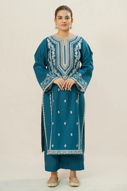 FJBL2055 Winter 2 Piece Dhanak Fully Embroidered unstitched