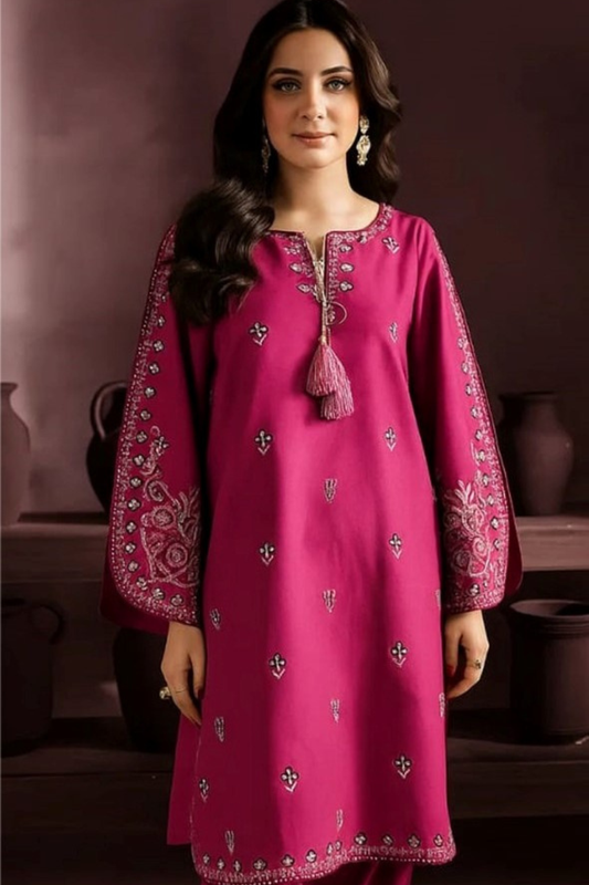FJPK2057 Winter 2 Piece Dhanak Fully Embroidered unstitched