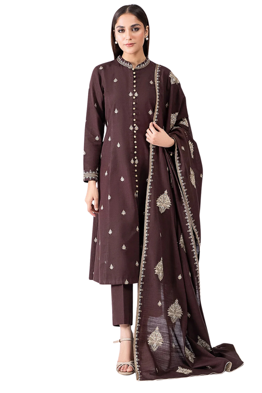 FJBR2064 Winter 3 Piece Dhanak Fully Embroidered Unstitched