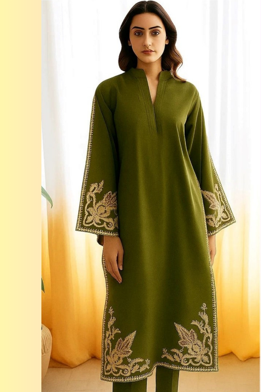 FJGR2061 Winter 2 Piece Dhanak Fully Embroidered unstitched